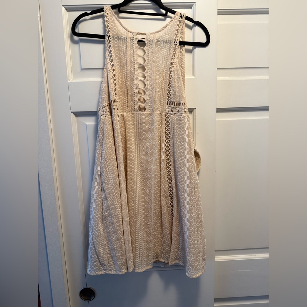 Free People Cream Lace Mini Dress